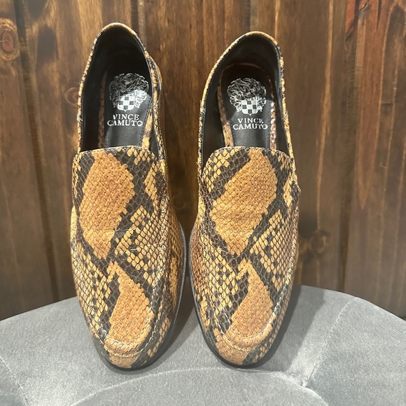 Vince Camuto Women's Snakeskin Pattern Loafers - Tan and Black - Picture 2 of 5